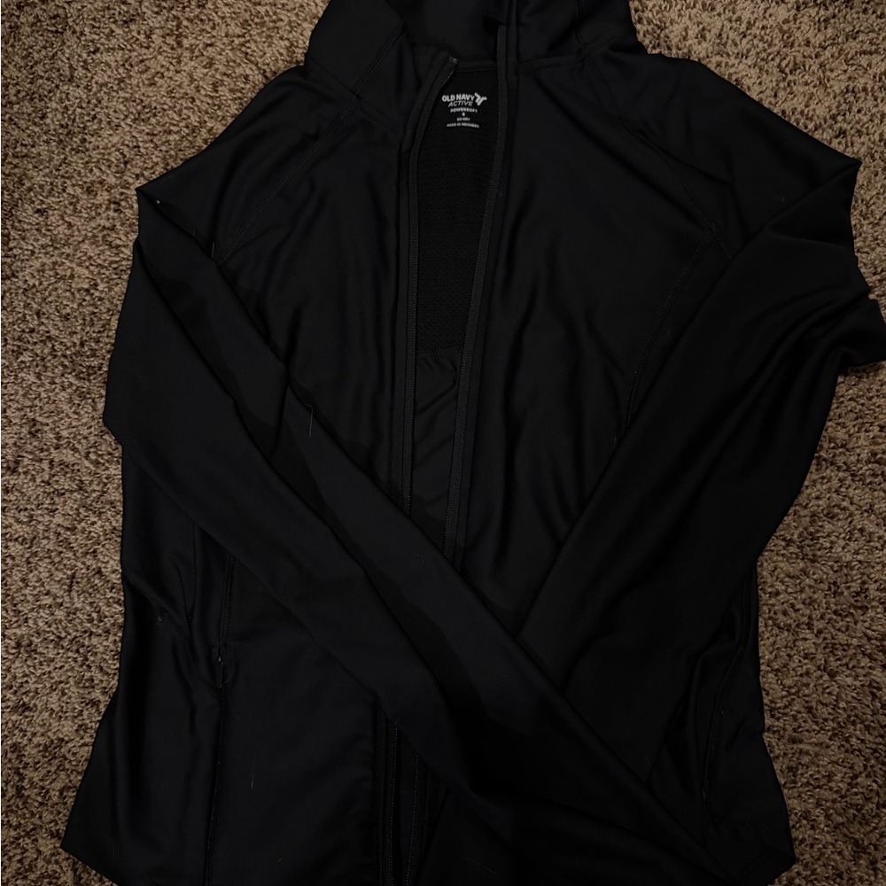 Old Navy Black Hooded Zip-Up Bomber Jacket
